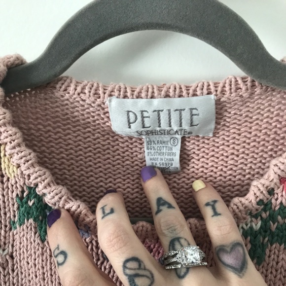 Petite Sophisticate Vintage Floral Pink Sweater - Picture 8 of 13